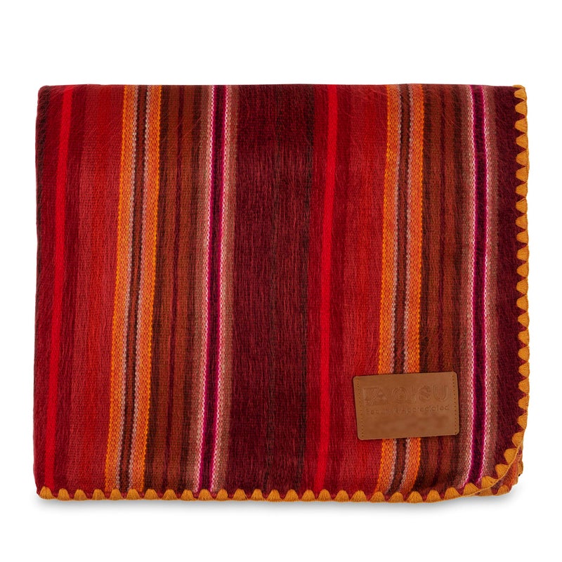 QISU Alpaca Wool Blanket Throw | Large, Beautiful, Warm, Variegated | 85 x 65 inches | Ultra-Soft, Hypoallergenic and Breathable | Non-Itchy or Scratchy Fabric (Pink/Red Variegated) - Image 1